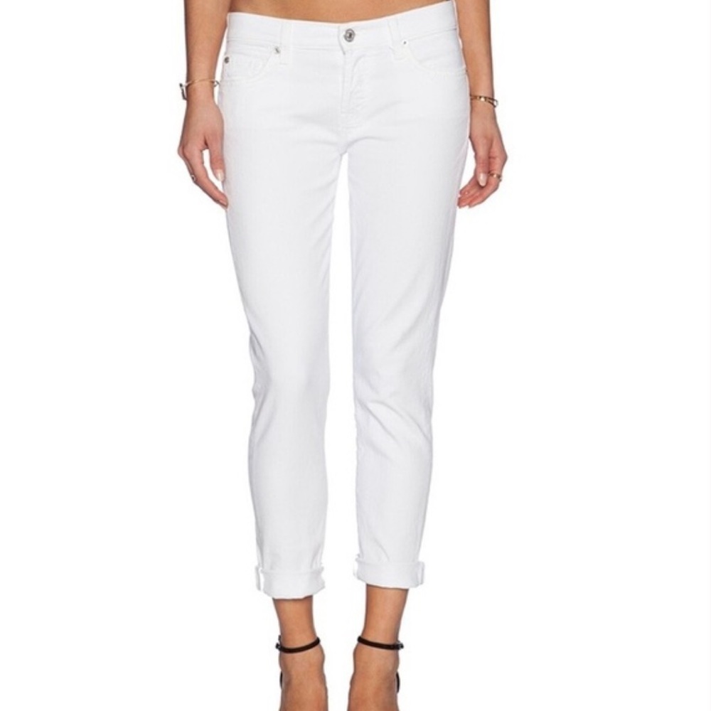 *7 FOR ALL MANKIND* White Josefina Skinny Boyfriend Leg Jeans Size 28